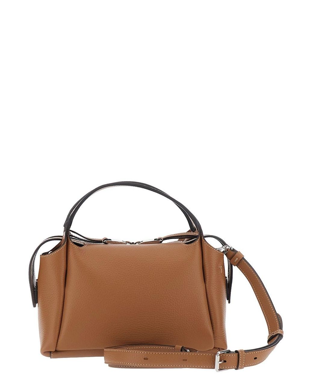 Tod's Brown Shoulder Bag With T Plaque, Leather Calf