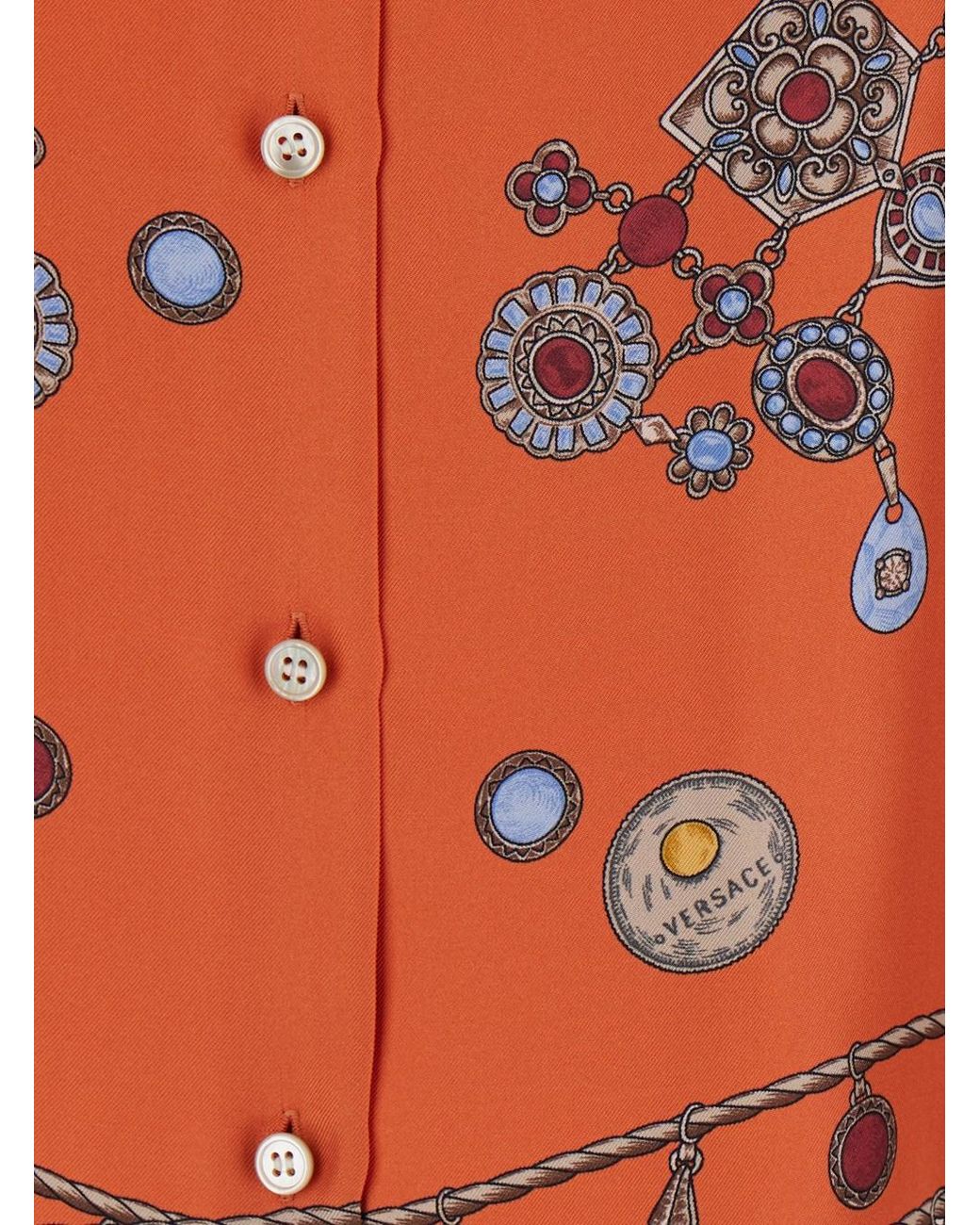Versace Orange Shirt Silk Blouses