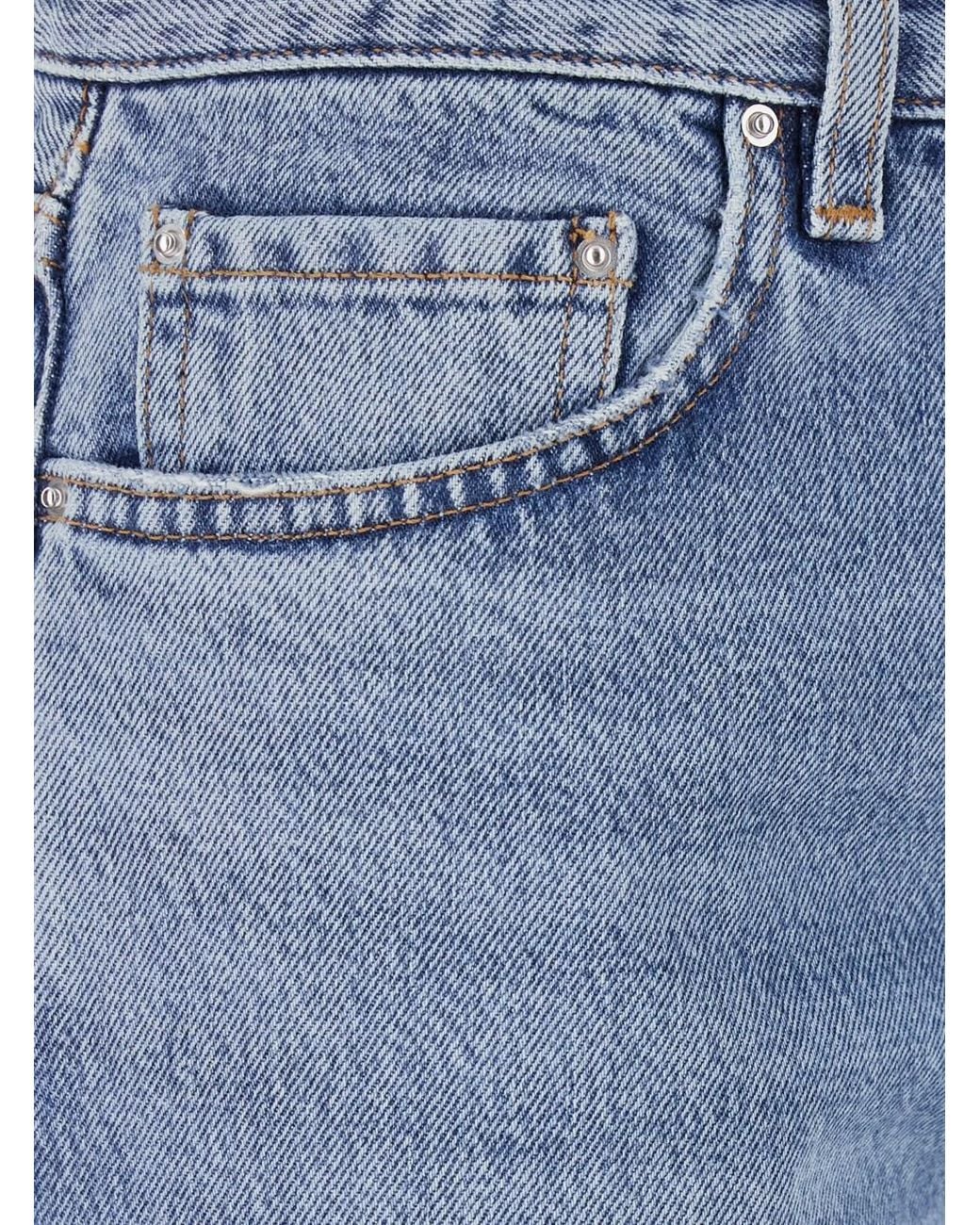 Totême Blue Jeans With Belt Loops And Logo Patch On The Rear In