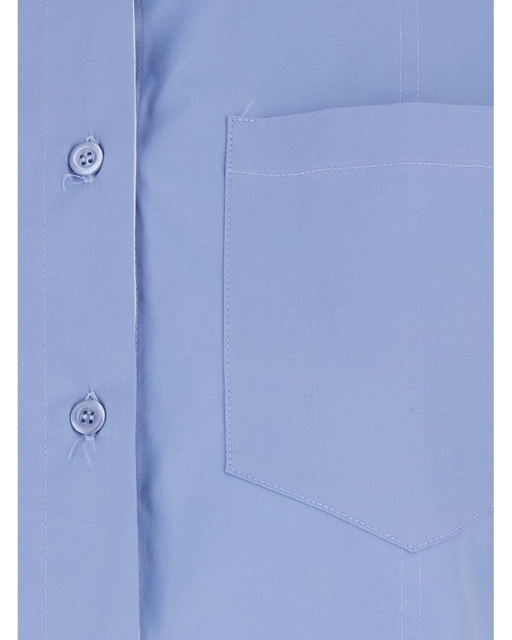 Semicouture Blue Stretch Cotton Classic Collar Shirt For