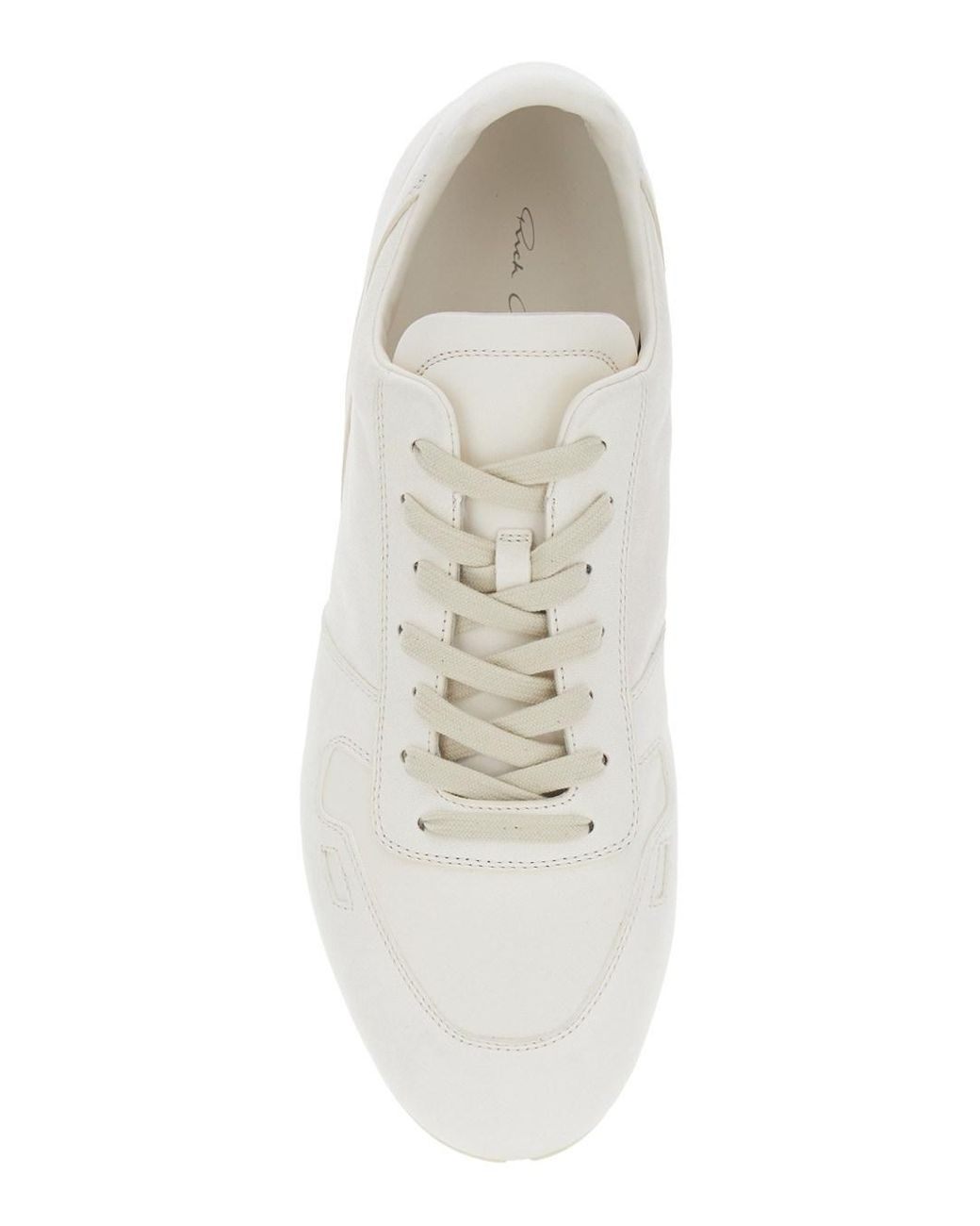 Rick Owens White Low Top Sneakers With Front Lace-Up Closure And Rubber Sole for men