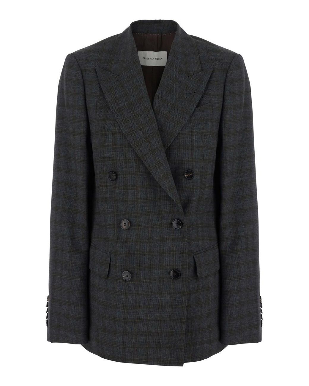 Dries Van Noten Black Double-Breasted Jacket Barrysta Wool Blazers