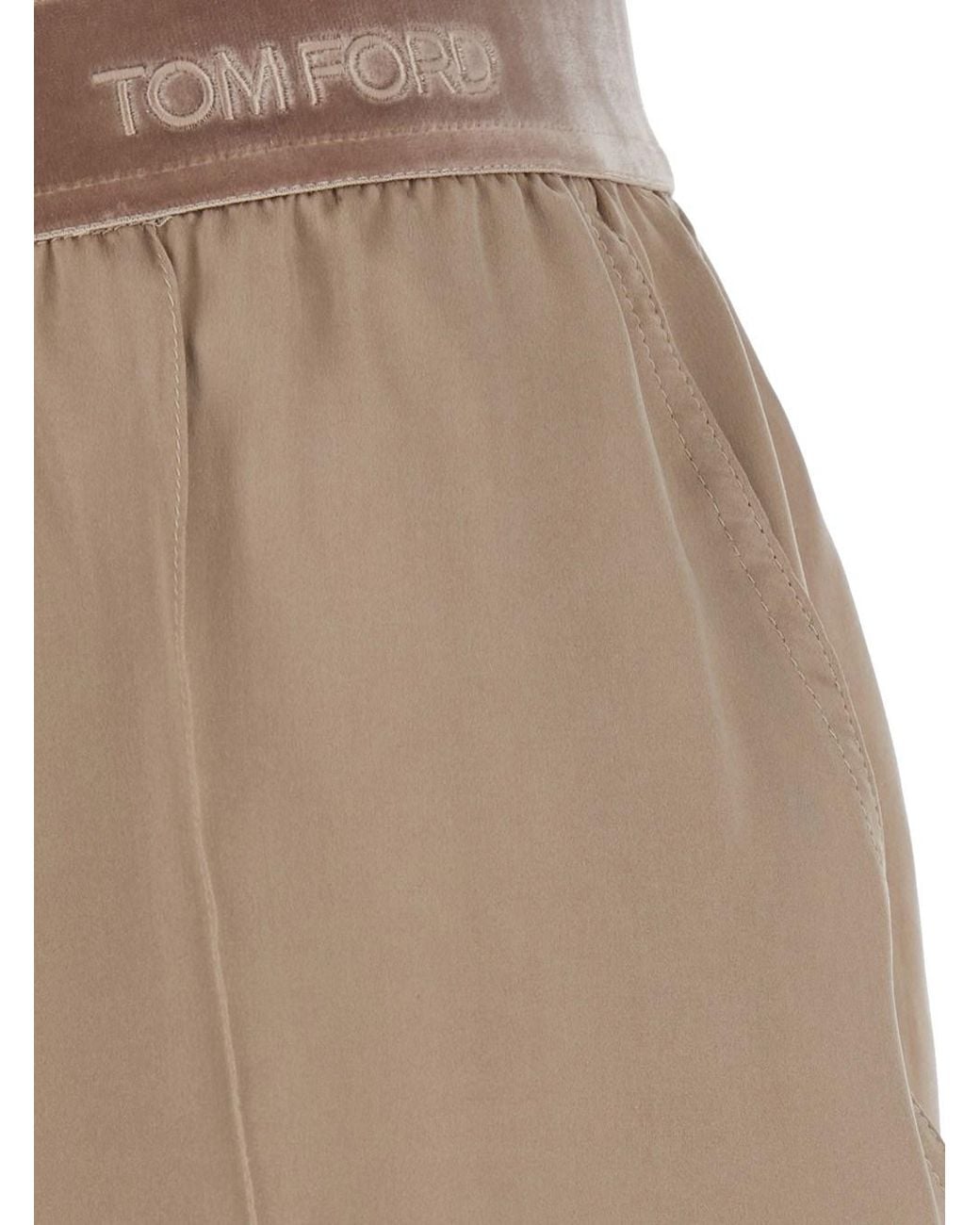 Tom Ford Natural Pants With Elasticated Waist With Logo Lettering