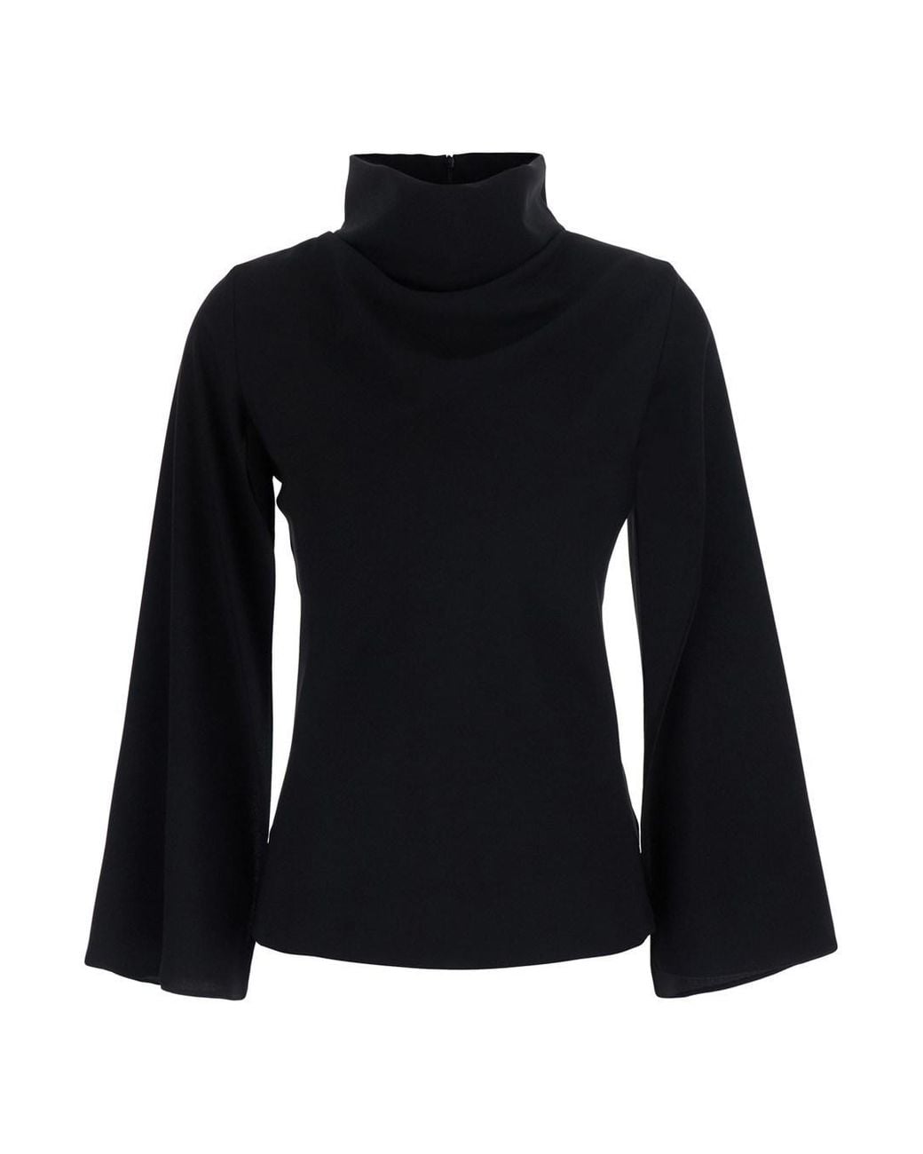 Le Plain Black Top With High Neck And Slits