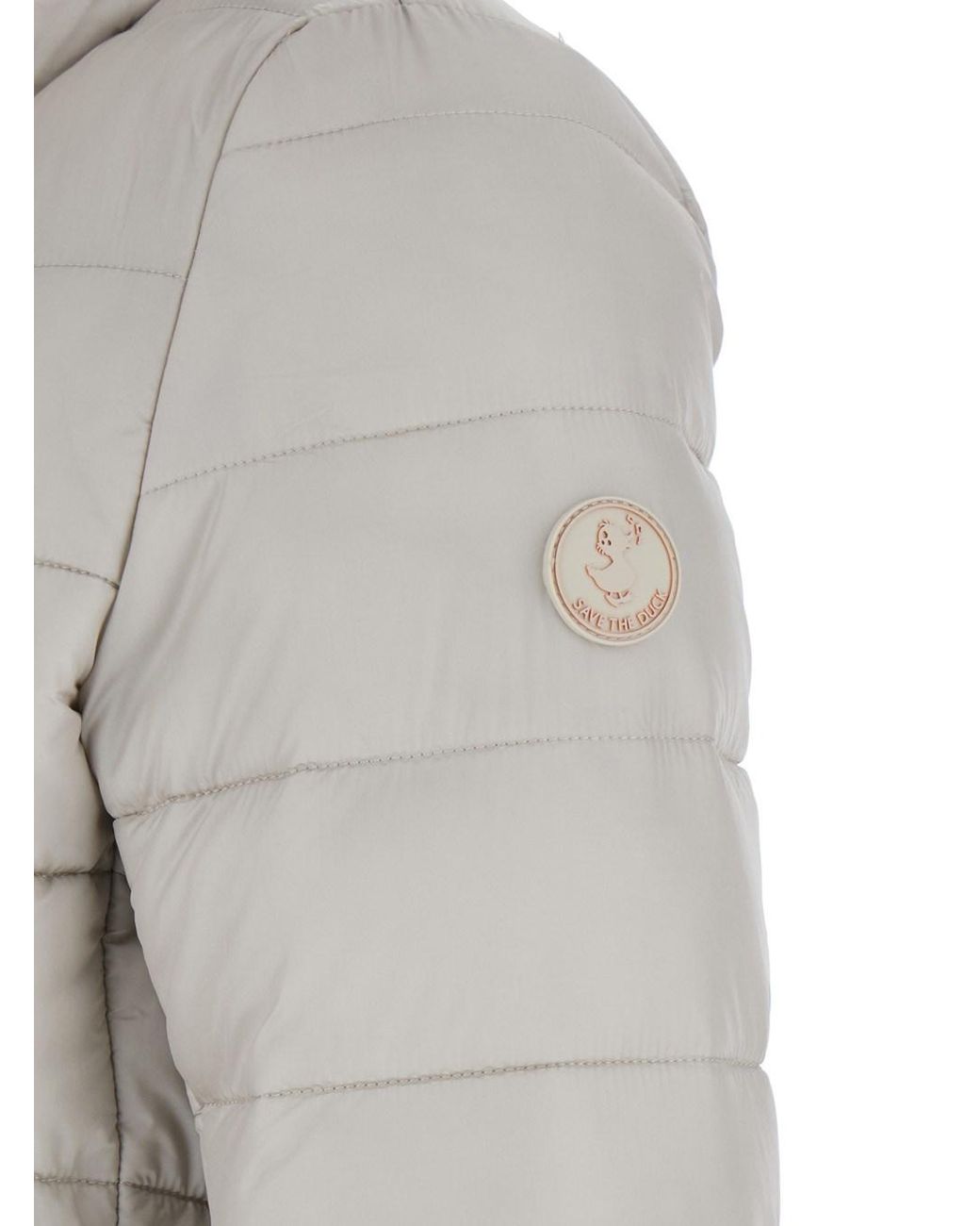 Save The Duck Gray 'Lydia' Down Jacket With High Neck And Logo Patch
