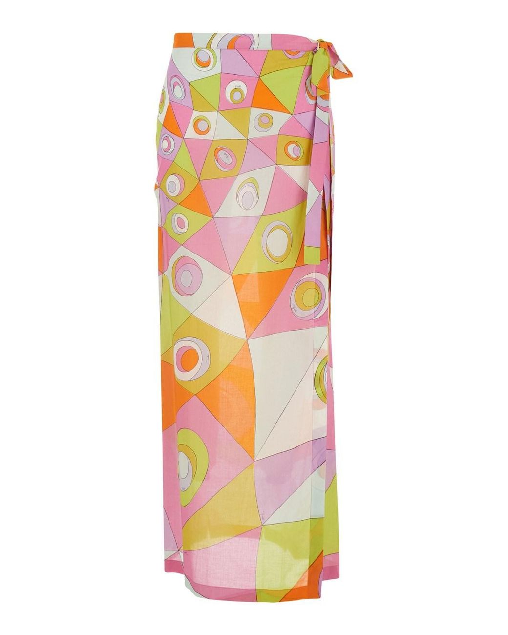 Emilio Pucci White Sarong Skirt With All-Over Geometric Print