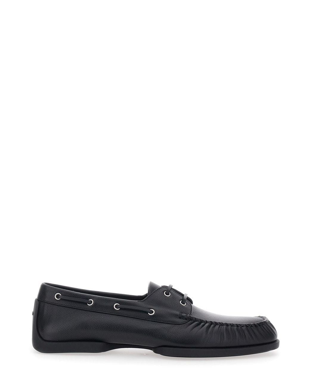 Jil Sander Black Ruffled Loafers for men