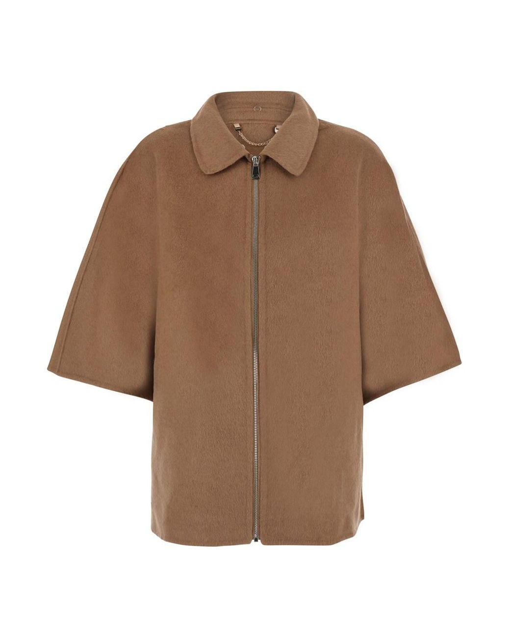 GIOVANNI PARIS Brown Fur Coat With Removable Fur Collar And Wide Shor