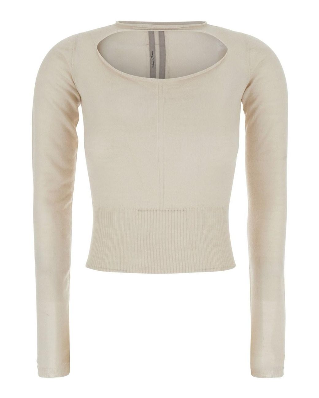 Rick Owens White Cropped Cashmere Sweater, Tops