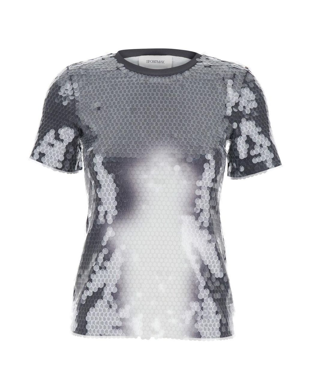 Sportmax Gray T-Shirt With Sequins Polyamide T-Shirts & Jerseys
