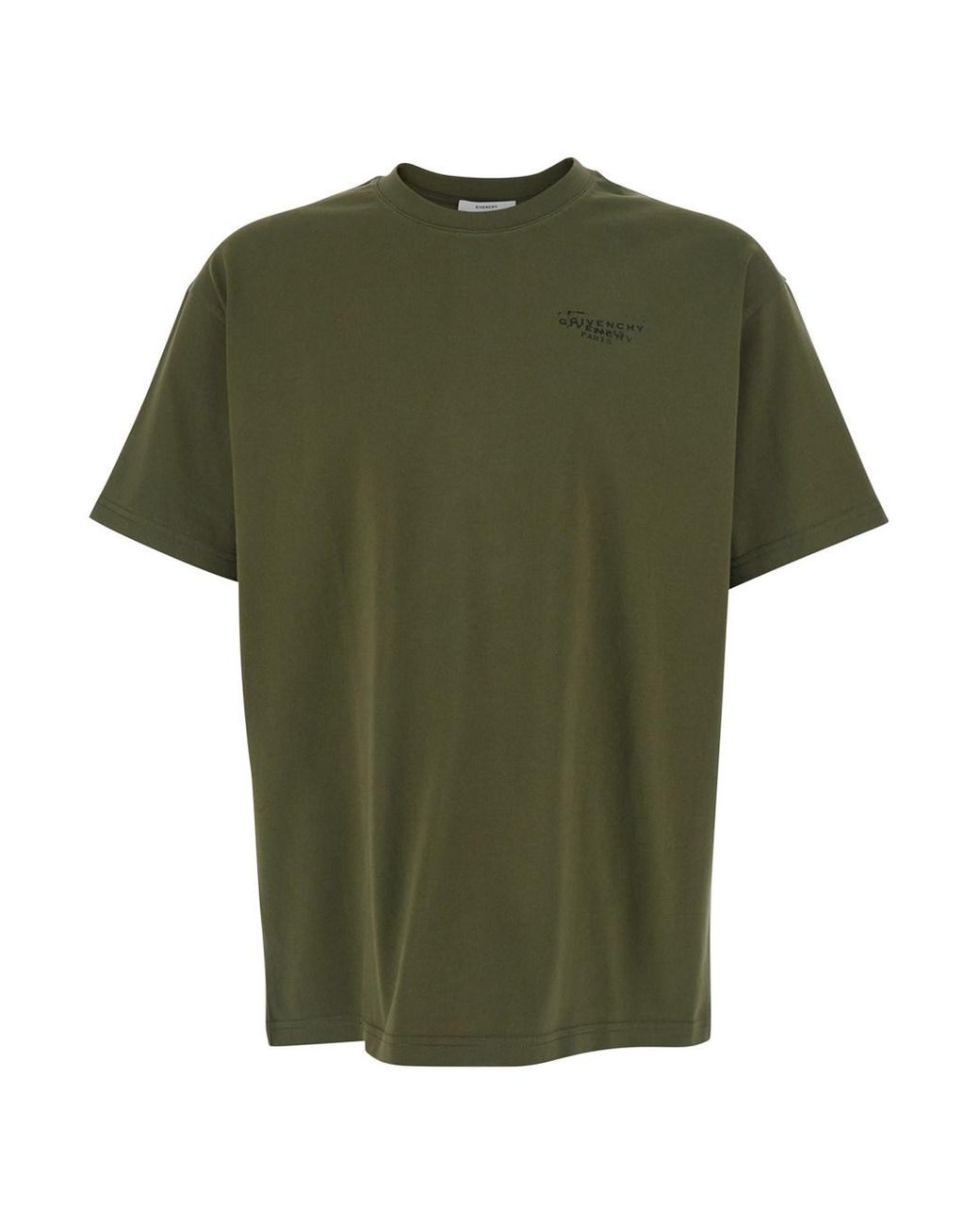 Givenchy Green Crew Neck T-Shirt With Logo On Front And Back for men