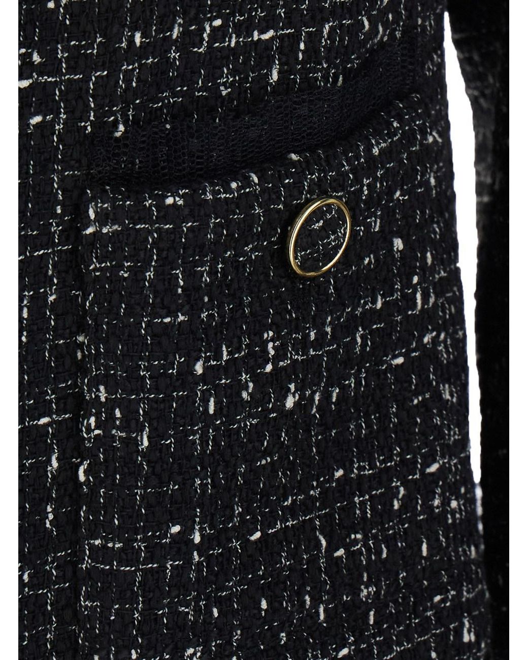 Twinset Black Crew-Neck Jacket With Bouclé Effect