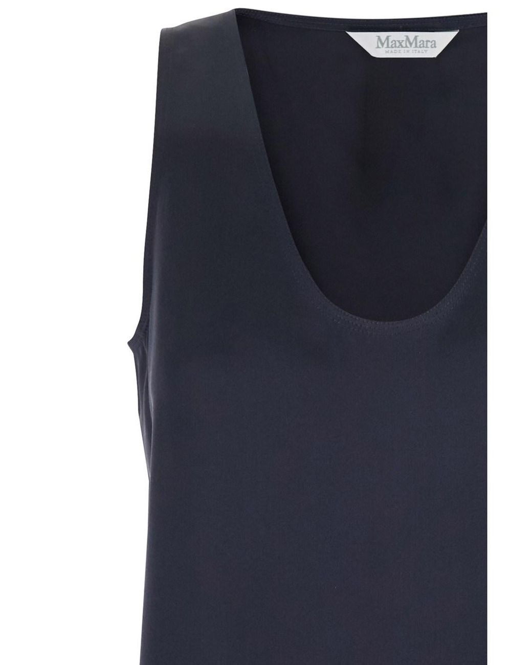 Max Mara Blue Sleeveless Top With Round Neck Silk Tops