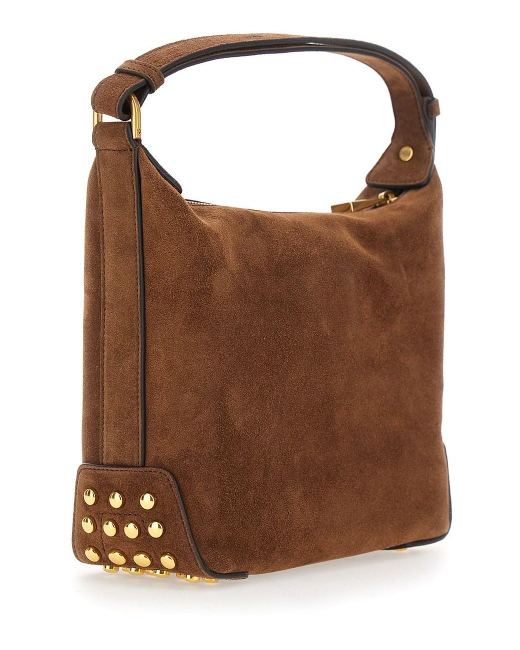 Tod's Brown Handbag With Top Handle And Metal Dots