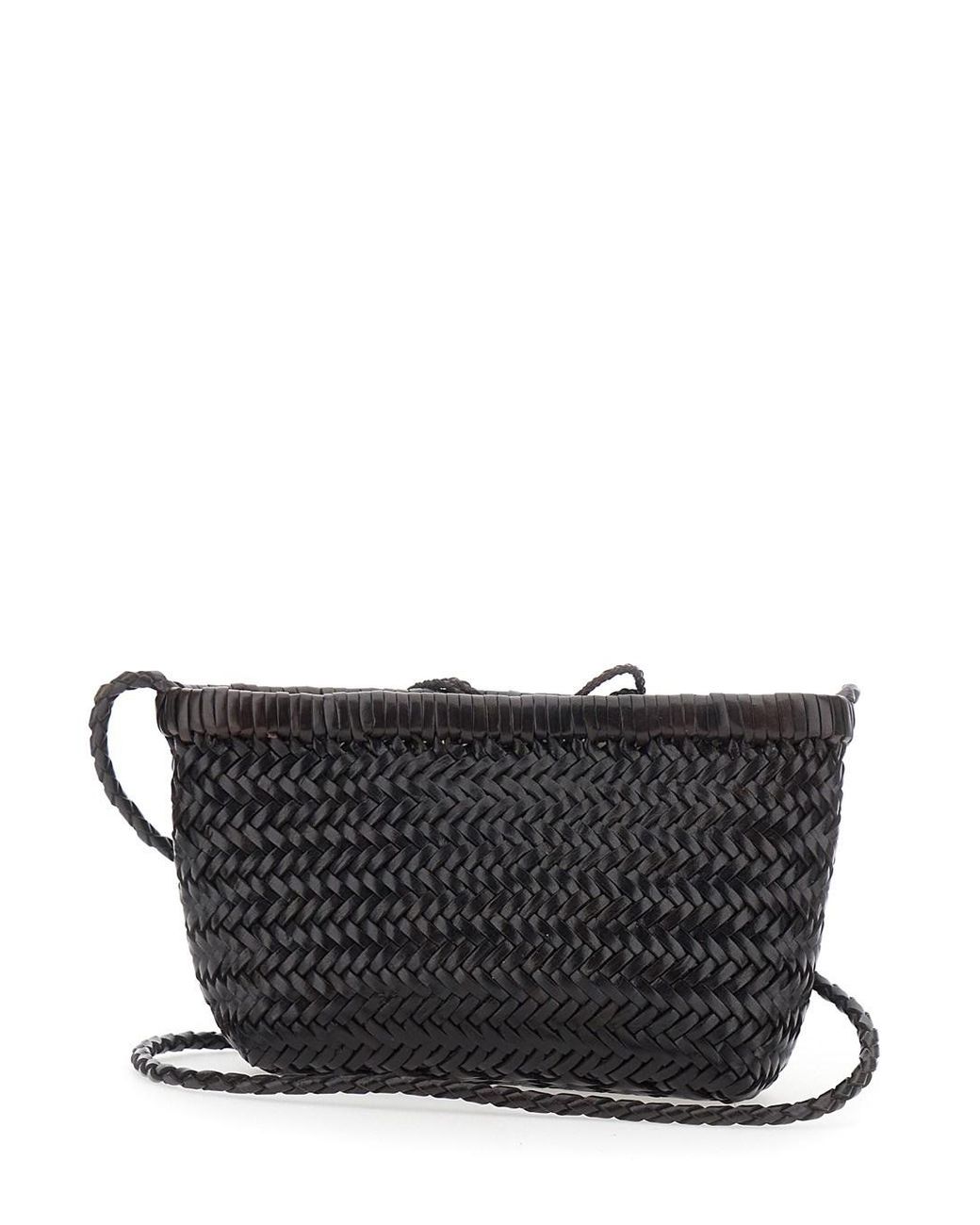 Dragon Diffusion Black 'Minsu' Crossbody Bag With Strap And Woven Moti