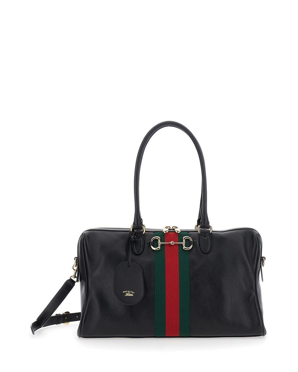 Gucci Black Shoulder Bag With Horsebit And Web Ribbon