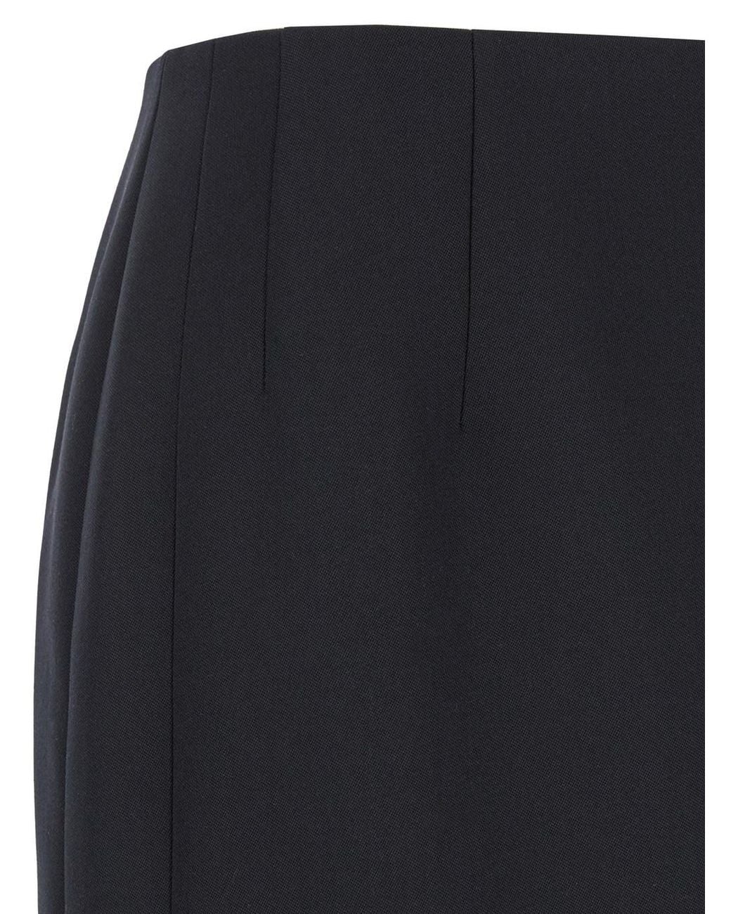 Valentino Black High-waisted Wool Midi Skirt With Slits
