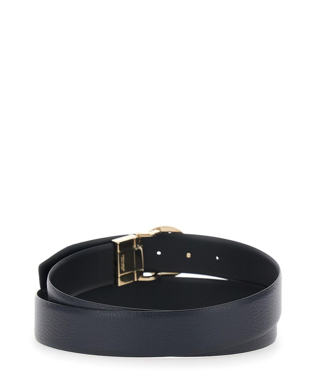 Giorgio Armani Blue Reversible Belt With Metal Logo Buckle for men