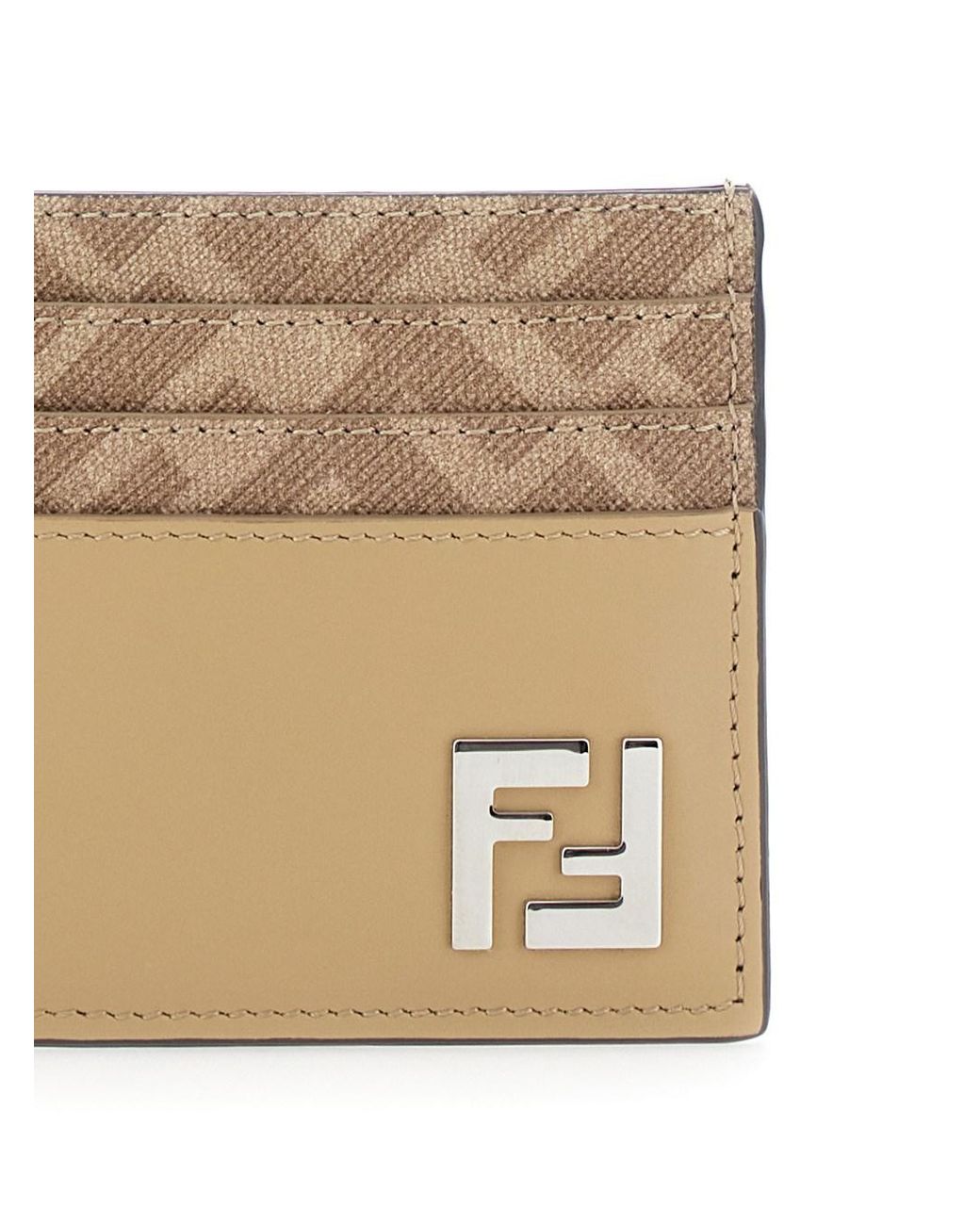 Fendi Natural Card Holder With Ff Plaque On The Front for men