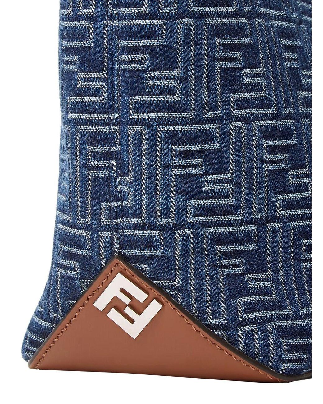 Fendi Blue Shopper With Top Handles And All-Over Ff Motif for men