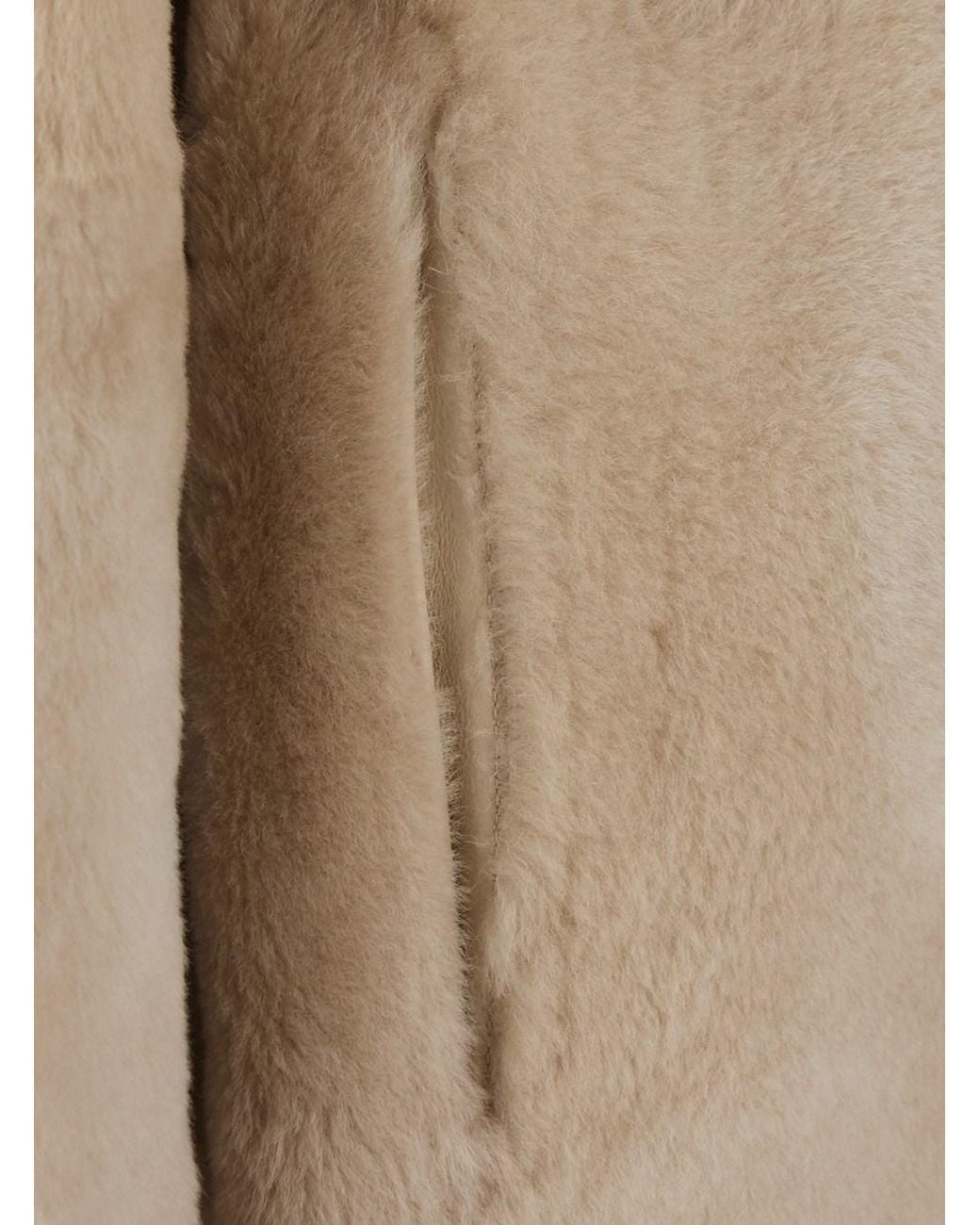 Yves Salomon Natural Coat 120Cm With Shirt Collar And Front Closure