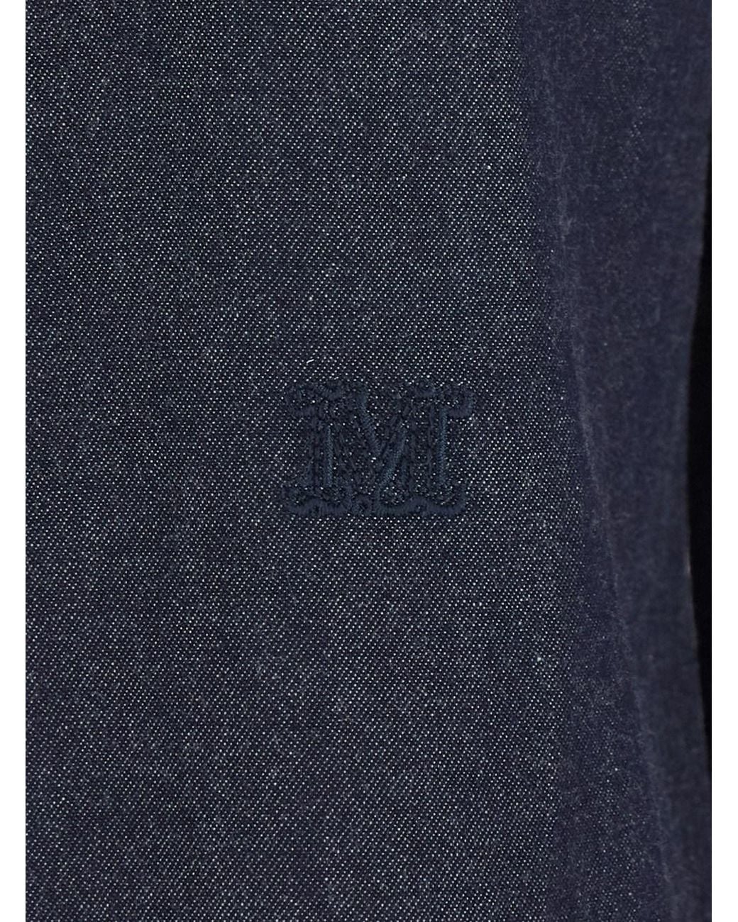 Max Mara Blue Molo Is A Shirt With A Classic Collar And Long Sleeves