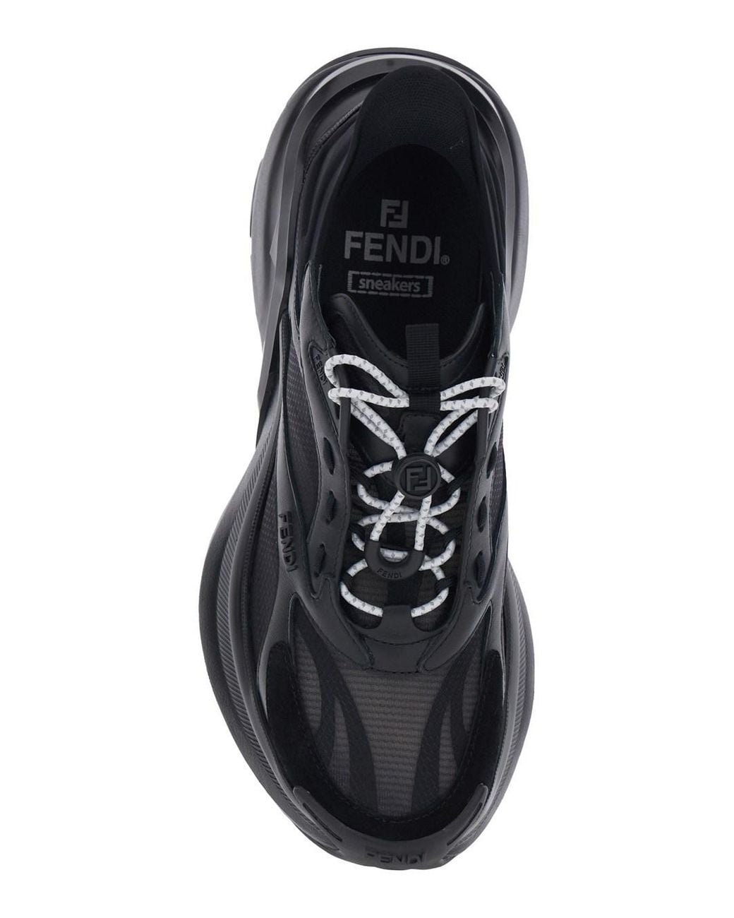 Fendi Black 'F-Light' Low Top Sneakers With Ff Motif On The Side And Chunky Sole