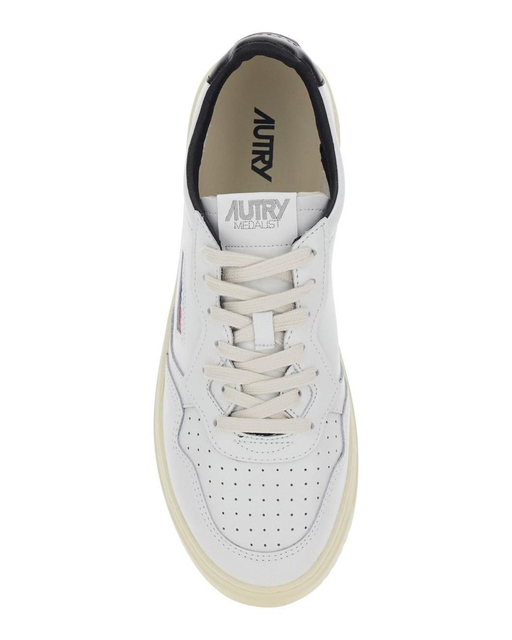 Autry White Medalist Low Low Sneaker With Logo Patch And "Game Set Match! Writing for men