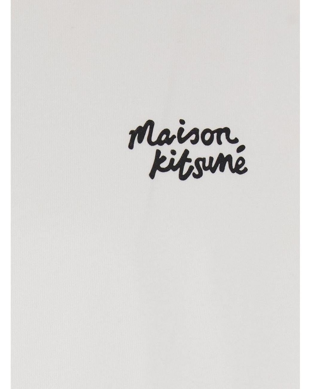 Maison Kitsuné White Oversized Cotton Crew Neck T-Shirt With Front Logo Lettering And Back Maxi Logo Print For for men