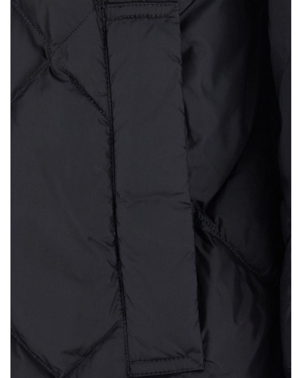 Max Mara Black Long Down Jacket With Water-Repellent Shimmering Nyl