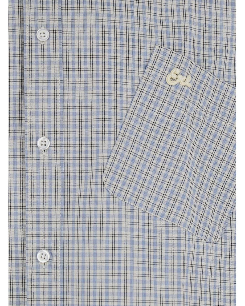 ERL Gray Shirt With Check Motif And Logo for men