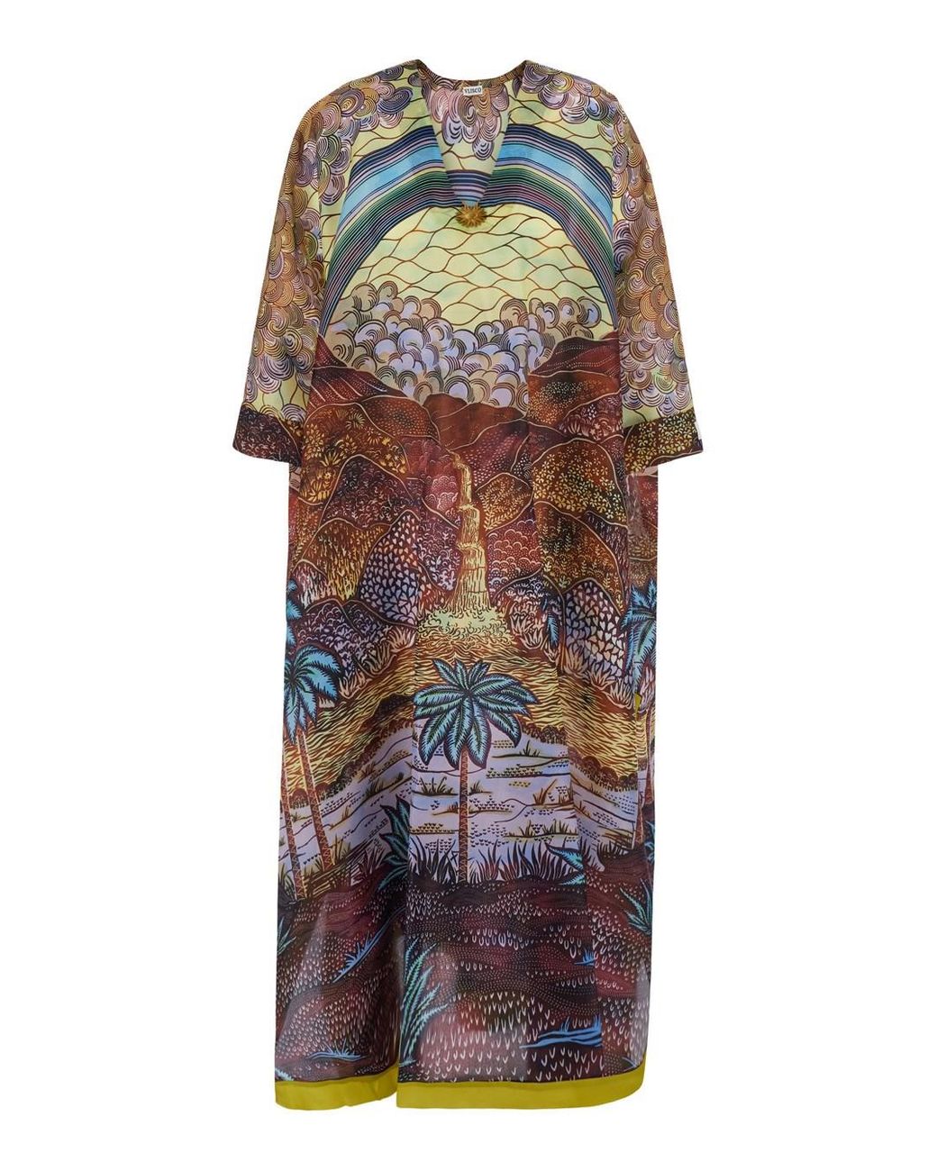 VLISCO DIALOGUES Multicolor 'Grand Papillon' Kaftan With Long Sleeves