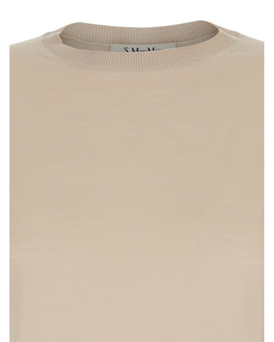Max Mara Natural Sweater With Three-Quarter Sleeves Virgin Wool Tops