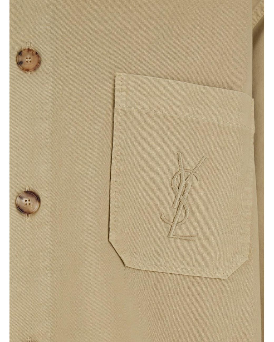 Saint Laurent Natural Shirt With Cassandre Embroidery, Cotton for men