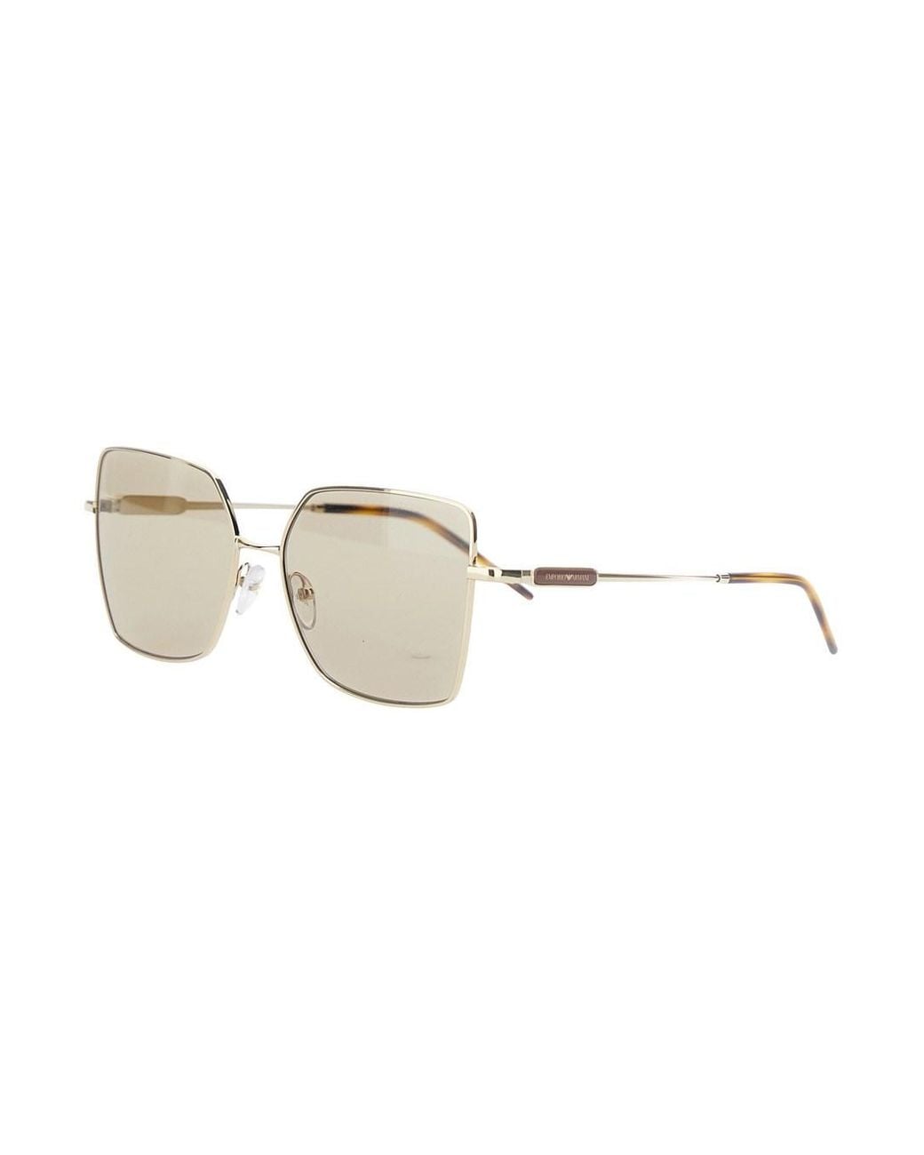 Emporio Armani Metallic Sunglasses With Square Lenses And Logo Plaque