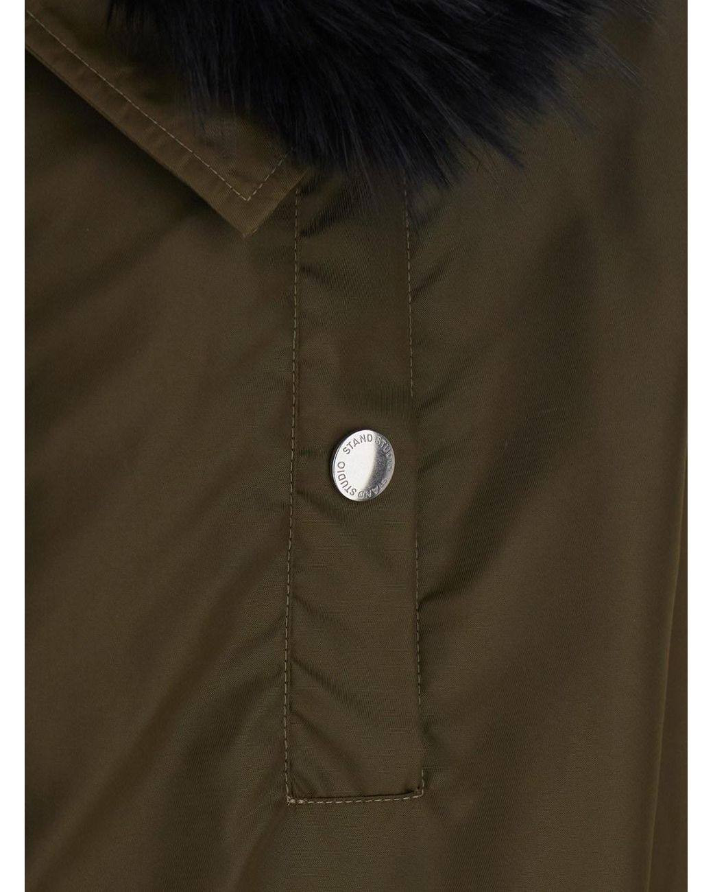 STAND Green Frankie Coat Shiny Nylon