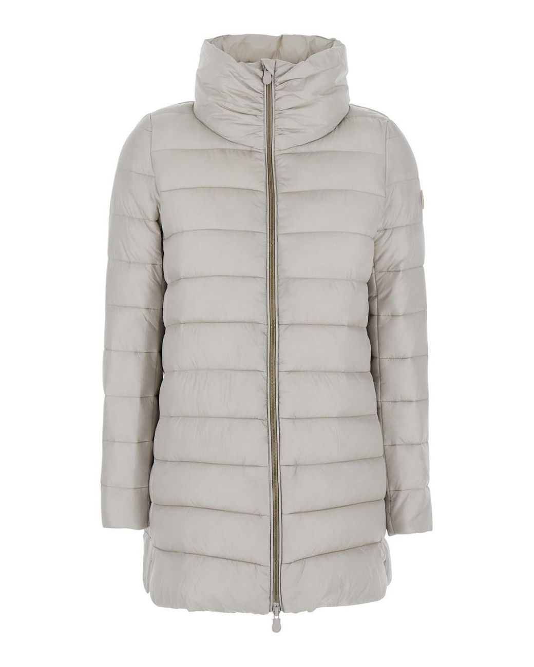 Save The Duck Gray 'Lydia' Down Jacket With High Neck And Logo Patch