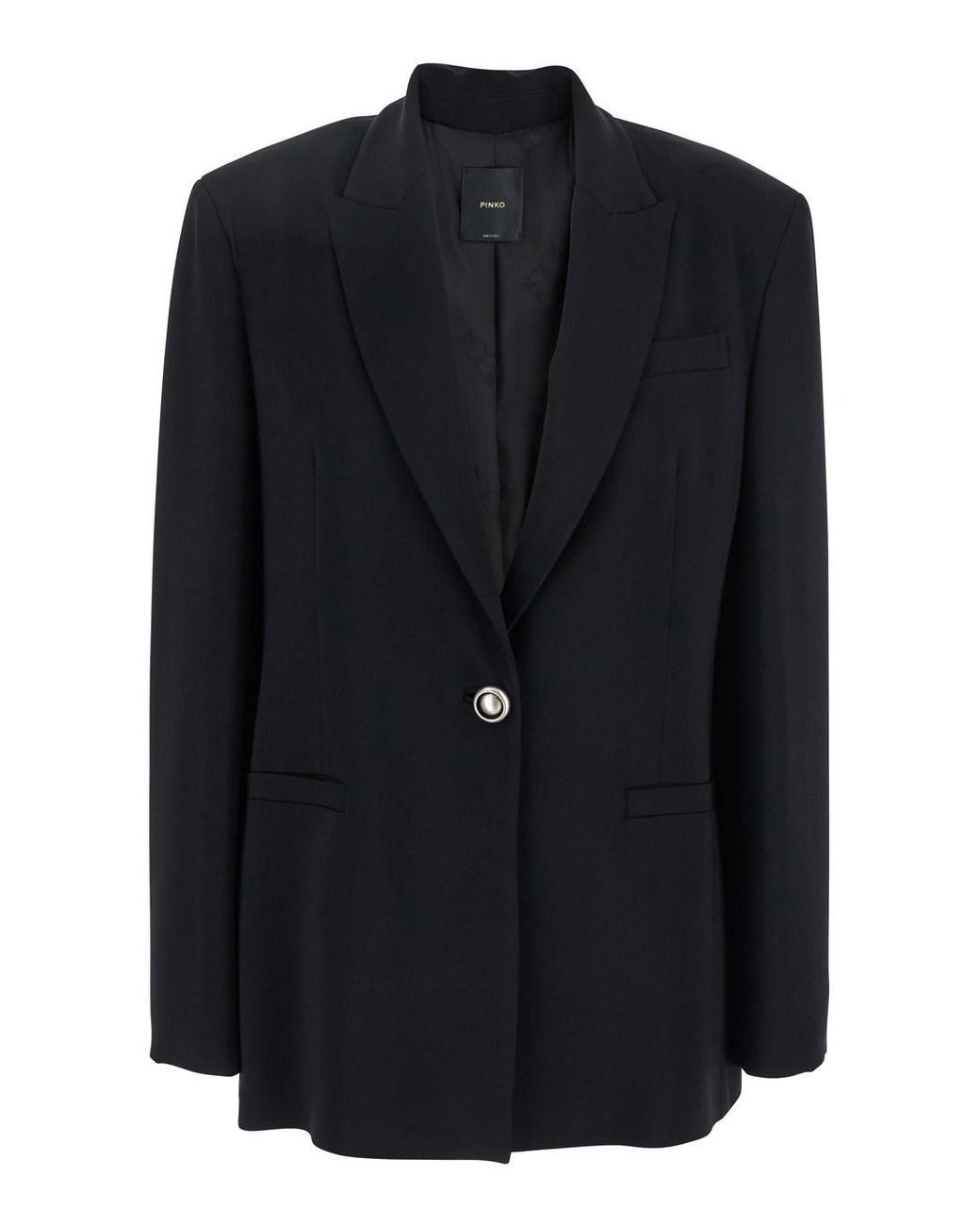 ジャケット PINKO FARAONA CADY SINGLE-BREASTED BLAZER WITH JEWEL BUTTON Pinko 'Faraona' Light Single-Breasted Jacket With Peak
