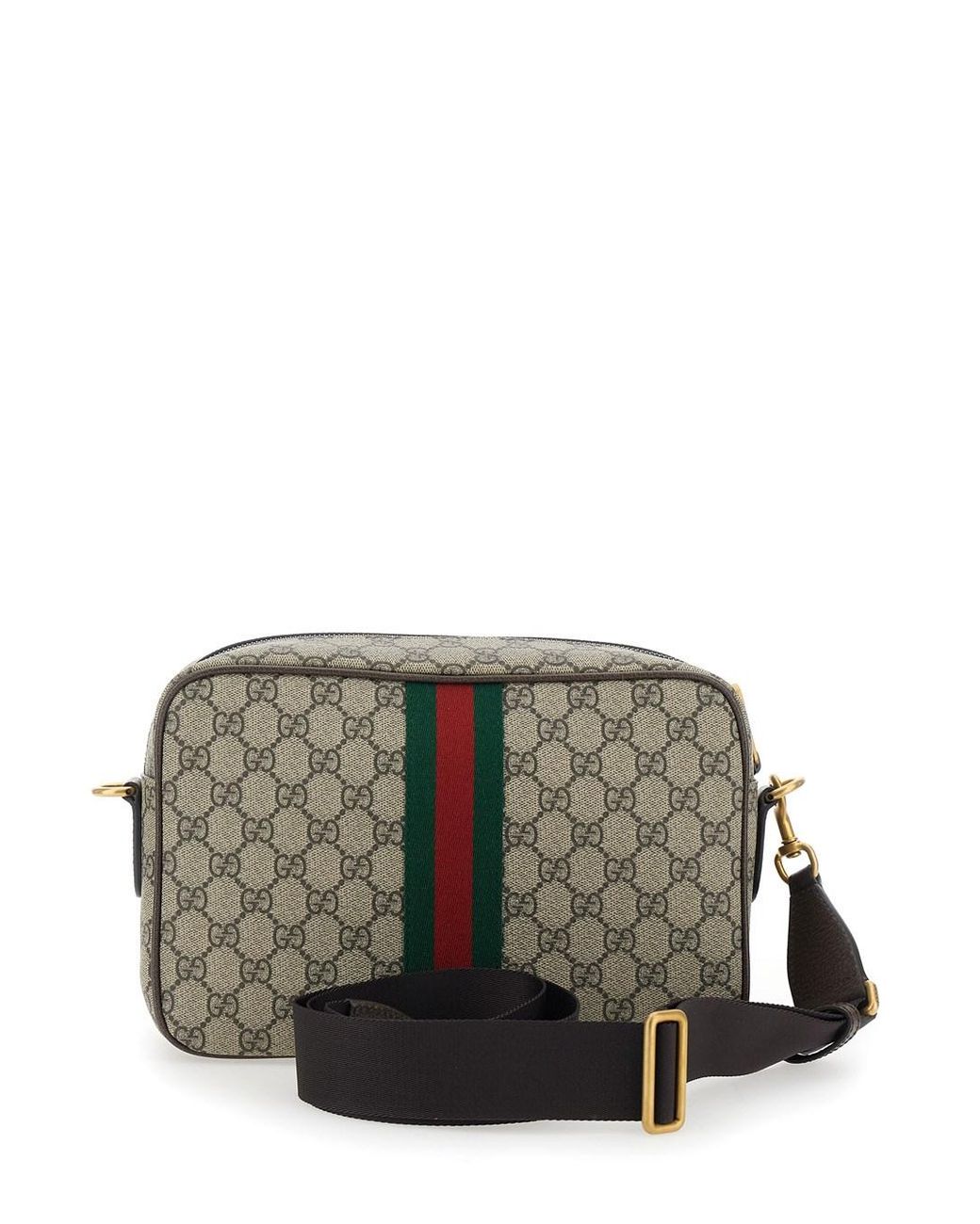Gucci Gray 'Ophidia' Crossbody Bag With Adjustable Strap And Gg Plate With Web Detail On The Front for men
