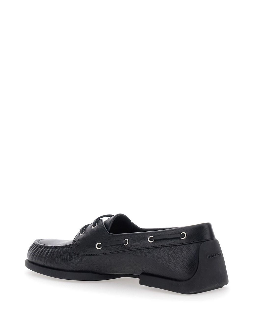 Jil Sander Black Ruffled Loafers for men
