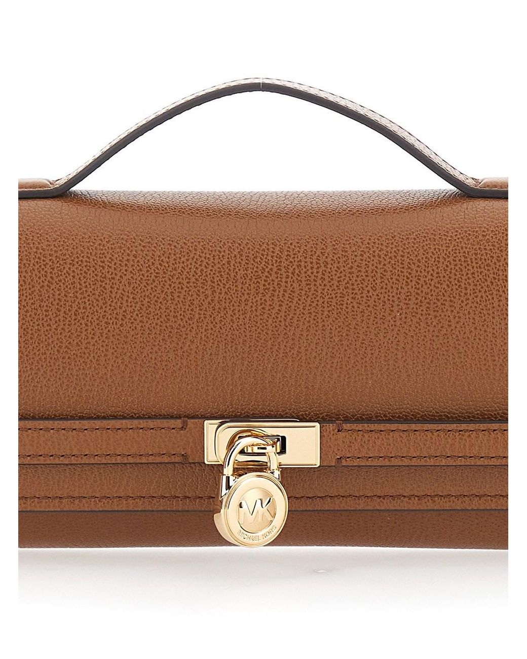 MICHAEL Michael Kors Brown Clutch Hamilton Moderne Hammered Leather