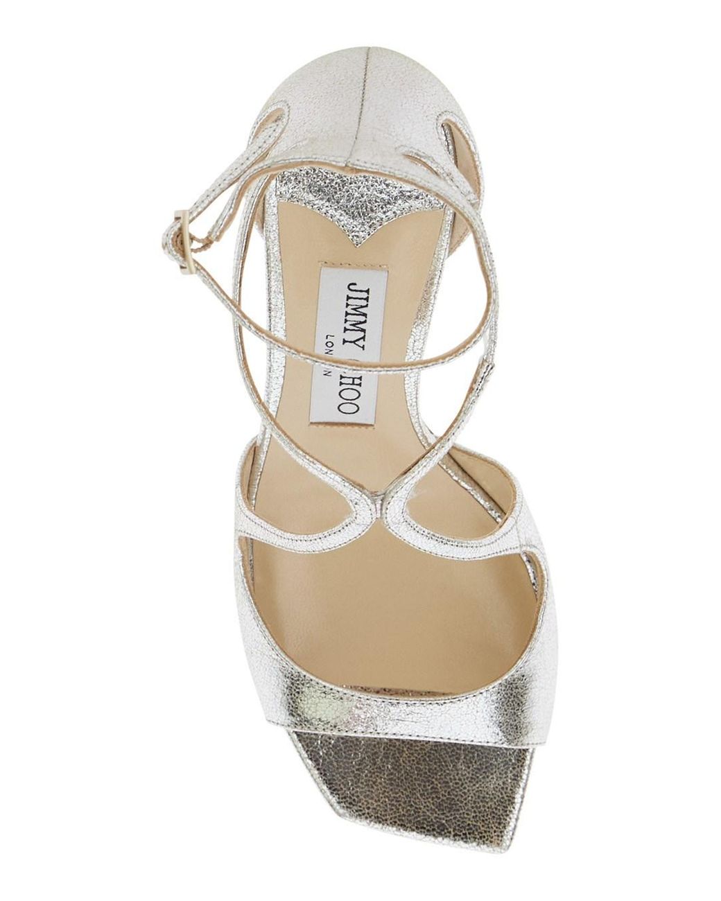 Jimmy Choo White Sandals Azia Champagne Leather Buffalo