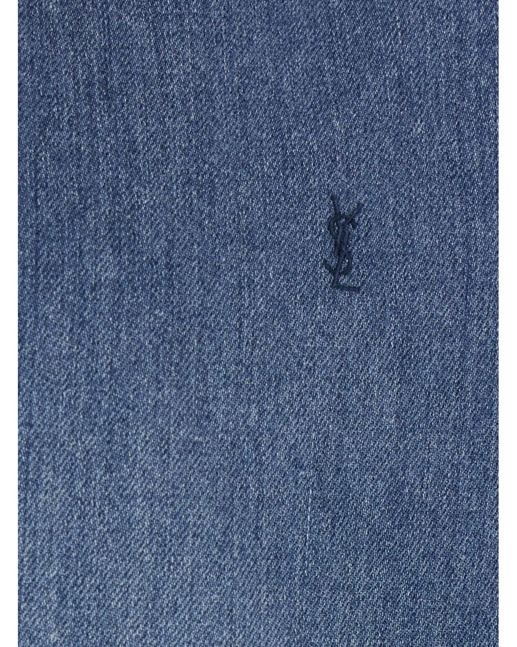 Saint Laurent Blue Long Sleeve Denim Shirt Textile for men