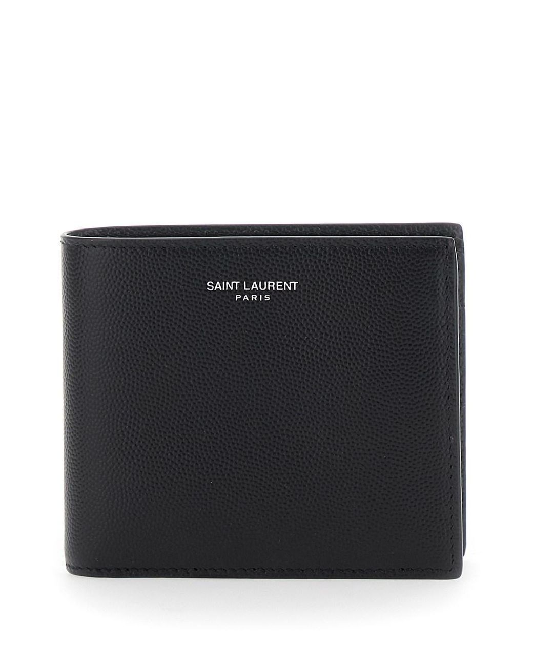 Saint Laurent Black Bi-Fold Wallet Monogram Leather Calfskin for men