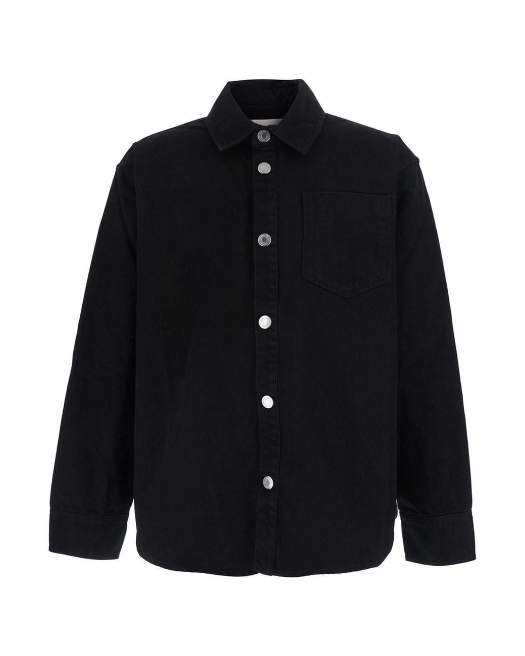 AMI Black Overshirt Ami De Coeur With Classic Collar And Long Sleeves for men