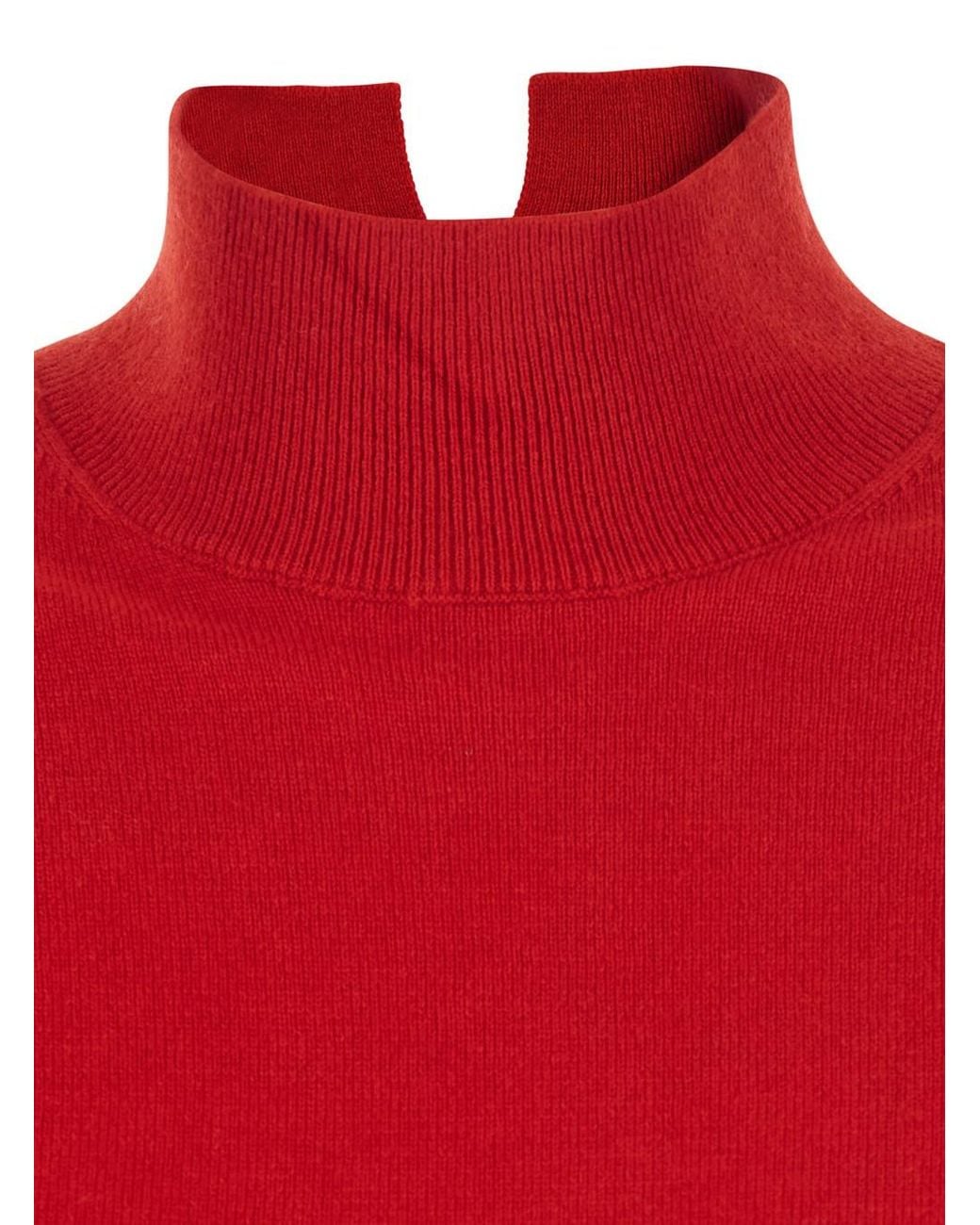 Pinko Red Wool And Cashmere Round Neck Sweater Tops