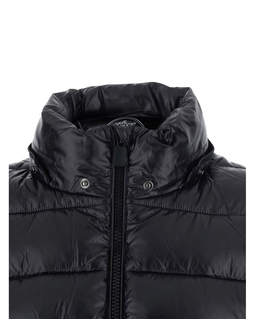 Save The Duck Black 'Cosmary' Down Jacket With Hood And Logo Patch On