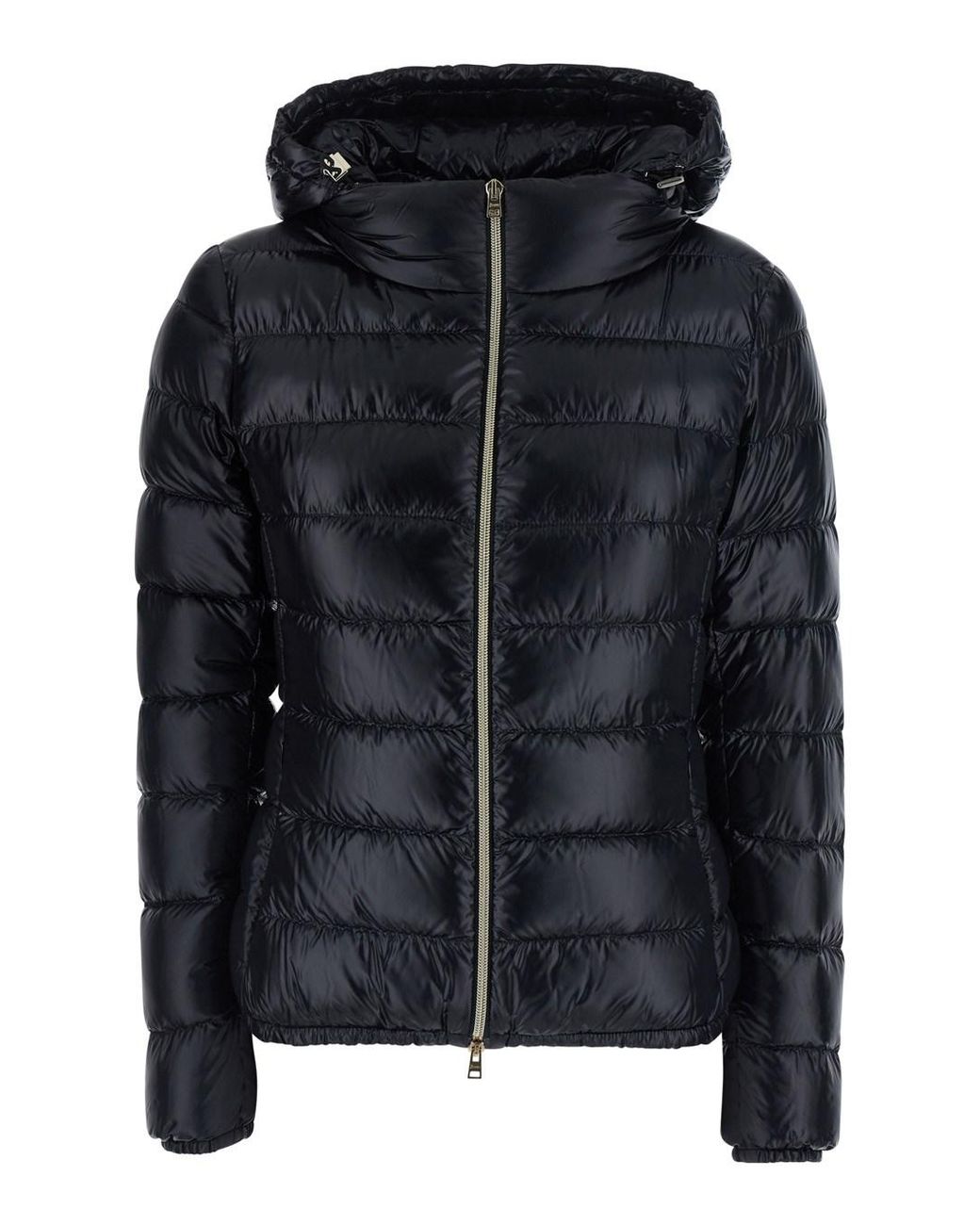 Herno Black Hooded Short Puffer Jacket Polyamide