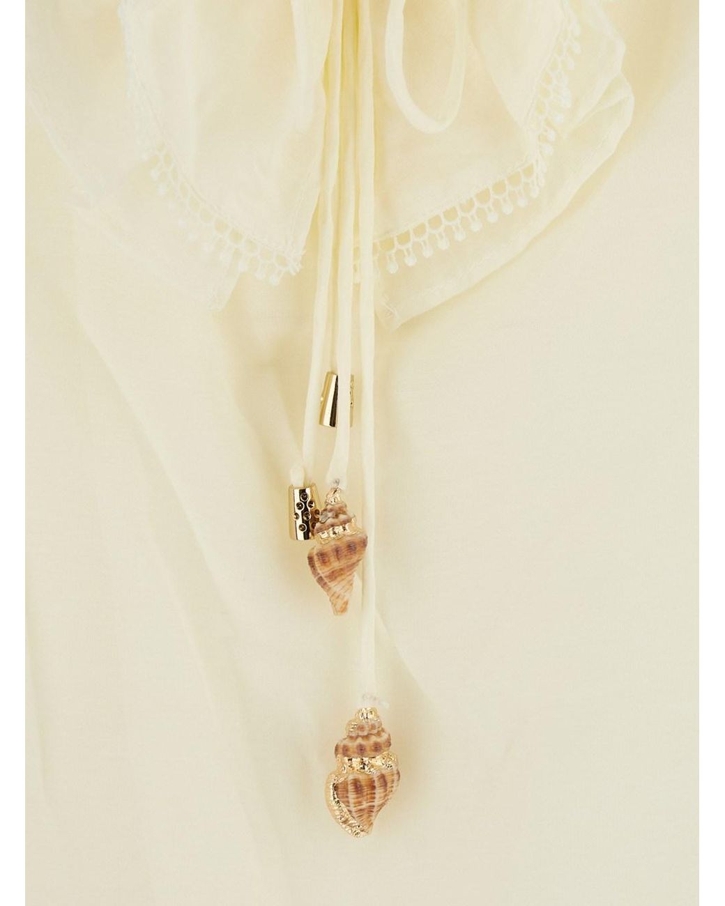 DREAM CATCHER Natural 'Aria' Blouse With V-Neck And Ruffles On The Front