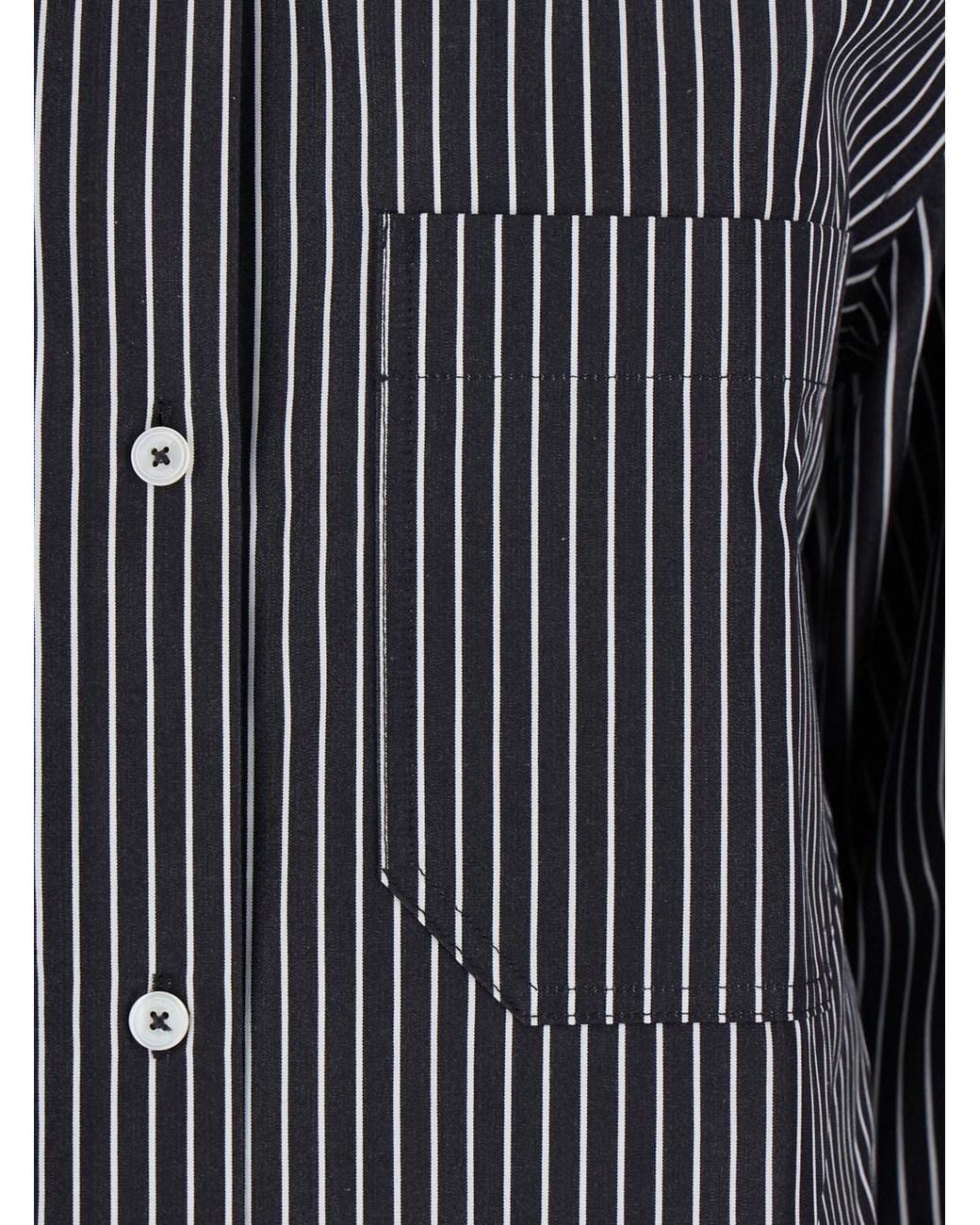 Totême  Gray And Dress With Classic Collar And All-Over Striped